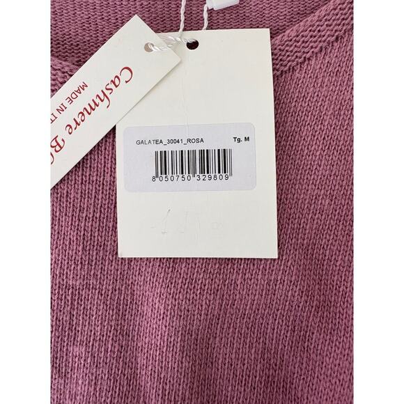 Fontana 2.0 Pink Pleated Front Scoop Neck Sweater Dress Cashmere Blend Size M - Picture 6 of 10